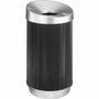 Safco At-Your-Disposal Vertex Waste Receptacle - 38 gal Capacity - Round - 38" Height x 36" Width x 20" Depth x 20" Diameter - Plastic - Black, Silver Product Image 