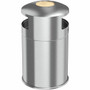 HLS Commercial 50-Gallon Dual Side-Entry Trash Can - 50 gal Capacity - Round - Durable, Compact, Smudge Resistant, Ash Pan, Water Resistant, Rust Resistant - 40.2" Height x 21.7" Width x 21.7" Depth - Stainless Steel Product Image 