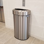 HLS Commercial Semi-Round Open Top Trash Can - 23 gal Capacity - Half-round - Fingerprint Proof, Smudge Resistant, Durable, Handle - 33" Height x 12.4" Width x 19.8" Depth - Stainless Steel Product Image 