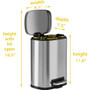 HLS Commercial Stainless Steel Soft Step Trash Can - 1.50 gal Capacity - Fire Resistant Product Image 