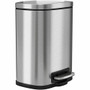 HLS Commercial Fire-Rated Soft Step Trash Can - 1.32 gal Capacity - Pedal Control, Handle, Durable, Smooth, Lid Closure, Fingerprint Proof, Fire Retardant, Removable Inner Bin - 11.8" Height x 8.5" Width x 7.3" Depth - Stainless Steel - Silver Product Image 