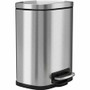 HLS Commercial Fire-Rated Soft Step Trash Can - 1.32 gal Capacity - Pedal Control, Handle, Durable, Smooth, Lid Closure, Fingerprint Proof, Fire Retardant, Removable Inner Bin - 11.8" Height x 8.5" Width x 7.3" Depth - Stainless Steel - Silver Product Image 