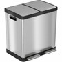 HLS Commercial 16-Gallon Combination Recycle Trash Can - Multi-compartment - 16 gal Capacity - Fingerprint Proof, Smudge Resistant, Handle, Recyclable, Durable, Removable Inner Bin, Lid Locked - 28.3" Height x 21.6" Width - Stainless Steel Product Image 