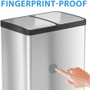 HLS Commercial 16-Gallon Combination Recycle Trash Can - Multi-compartment - 16 gal Capacity - Fingerprint Proof, Smudge Resistant, Handle, Recyclable, Durable, Removable Inner Bin, Lid Locked - 28.3" Height x 21.6" Width - Stainless Steel Product Image 