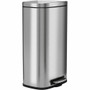 HLS Commercial Fire-Rated Soft Step Trash Can - 8 gal Capacity - Pedal Control, Handle, Durable, Smooth, Lid Closure, Fingerprint Proof, Fire Retardant, Removable Inner Bin - 25" Height x 13.7" Width - Stainless Steel - Silver Product Image 