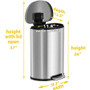 HLS Commercial 13-gallon Soft Step Trash Can - 13 gal Capacity - Half-round - Smooth, Foot Pedal, Fingerprint Proof, Removable Inner Bin, Durable - 26.4" Height x 19.8" Width - Stainless Steel, Plastic Product Image 