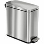 HLS Commercial Fire-Rated Soft Step Trash Can - 3 gal Capacity - Pedal Control, Durable, Smooth, Lid Closure, Fingerprint Proof, Fire Retardant, Removable Inner Bin, Handle - 13.8" Height x 6.5" Width - Stainless Steel - Silver Product Image 