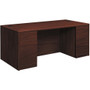 HON 10700 H10774 Pedestal Desk - 29.5" Height x 66" Width x 30" Depth - 5 x Box, File Drawer(s) - Double Pedestal - Finish: Mahogany Product Image 