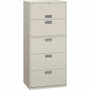 HON Brigade 600 H675 Lateral File - 67" Height x 30" Width x 18" Depth - 5 - Finish: Light Gray Product Image 