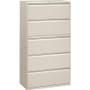 HON Brigade 800 H885 Lateral File - 64.3" Height x 36" Width x 18" Depth - 5 - Finish: Light Gray - Radius Pull, Lockable, Glide, Removable Lock, Heavy Duty - For File Storage, Workstation, Desk, Office Product Image 