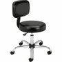 HON Sitting Stool - Black Seat Color - Vinyl Seat Material - Black Back Color - Fabric Back Material - Black Frame Color Product Image 
