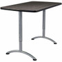 Iceberg Walnut Top Sit-to-Stand Table - Thermofused Melamine (TFM) Rectangle Top - Arch Base - 2 Legs - Height Adjustable - 36" to 42" Adjustment Product Image 