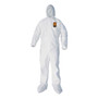 Kleenguard A40 Coveralls - Zipper Front, Elastic Wrists, Ankles, Hood & Boots - Large - Liquid, Flying Particle Protection - White - Hood, Zipper Front, Elastic Wrist, Elastic Ankle, Breathable, Low Linting Product Image 