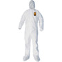 Kleenguard A40 Coveralls - Zipper Front, Elastic Wrists, Ankles, Hood & Boots - Large - Liquid, Flying Particle Protection - White - Hood, Zipper Front, Elastic Wrist, Elastic Ankle, Breathable, Low Linting Product Image 
