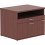 Lorell Relevance Series 2-Drawer File Cabinet Credenza w/Open Shelf - 23.1" Height x 29.5" Width x 22" Depth - 2 x File Drawer(s) - 1 Shelve(s) - Finish: Mahogany, Laminate Product Image 