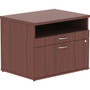 Lorell Relevance Series 2-Drawer File Cabinet Credenza w/Open Shelf - 23.1" Height x 29.5" Width x 22" Depth - 2 x File Drawer(s) - 1 Shelve(s) - Finish: Mahogany, Laminate Product Image 