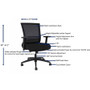 Lorell Mid-back Mesh Chair - Black Seat Color - Black Back Color - Mesh Back Material - Mid Back - 5-star Base Product Image 
