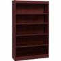 Lorell Panel End Hardwood Veneer Bookcase - 36" Width x 12" Depth x 60" Height - 5 x Shelf(ves) - 550 lb Load Capacity - Mahogany - Laminate Product Image 