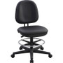 Lorell Contoured Back Stool - Vinyl, Plastic Seat Material - Vinyl, Plastic Back Material - 5-star Base - Black Product Image 