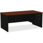 Lorell Fortress Modular Series Right-Pedestal Desk - 72" Width x 36" Depth, x 1.1" Thickness Top - 2 x Box, File Drawer(s) - Single Pedestal on Right Side - Material: Steel - Finish: Walnut Laminate, Black Product Image 