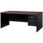 Lorell Fortress Modular Series Right-Pedestal Desk - 72" Width x 36" Depth, x 1.1" Thickness Top - 2 x Box, File Drawer(s) - Single Pedestal on Right Side - Material: Steel - Finish: Walnut Laminate, Black Product Image 