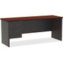 Lorell Fortress Modular Series Left-pedestal Credenza - 72" Width x 24" Depth, x 1.1" Thickness Top - 2 x Box, File Drawer(s) - Single Pedestal on Left Side - Material: Steel - Finish: Mahogany Laminate, Charcoal Product Image 