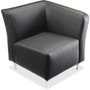 Lorell Fuze Modular Series Left Lounge Chair - Black Seat Color - Leather Seat Material - Black Back Color - Leather Back Material - Brushed Aluminum Frame Material Product Image 