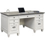 Martin Hartford Double Pedestal Desk - 31" Height x 70" Width x 30" Depth - 7 x Utility, Keyboard, Storage, File Drawer(s) - Double Pedestal on Left/Right Side - Material: Wood Grain, Veneer, Metal, Wire Mesh - Finish: Vintage Linen Product Image 