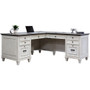 Martin Hartford L-Shape Desk - 4 x Utility, Keyboard, File Drawer(s) - Material: Wood Grain, Veneer - Finish: Vintage Linen Product Image 