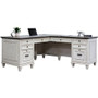 Martin Hartford L-Shape Desk - 4 x Utility, Keyboard, File Drawer(s) - Material: Wood Grain, Veneer - Finish: Vintage Linen Product Image 