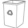 Rubbermaid Commercial Untouchable Square Recycling Container - 35 gal Capacity - Square - Easy to Clean, Weather Resistant, Compact - 27.6" Height x 19.5" Width - Plastic, Resin - (RCP395873BLUCT) Product Image 