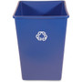 Rubbermaid Commercial Untouchable Square Recycling Container - 35 gal Capacity - Square - Easy to Clean, Weather Resistant, Compact - 27.6" Height x 19.5" Width - Plastic, Resin - (RCP395873BLUCT) Product Image 