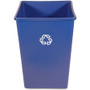 Rubbermaid Commercial Untouchable Square Recycling Container - 35 gal Capacity - Square - Easy to Clean, Weather Resistant, Compact - 27.6" Height x 19.5" Width - Plastic, Resin - (RCP395873BLUCT) Product Image 
