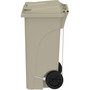 Safco 32 Gallon Plastic Step-On Receptacle - 32 gal Capacity - Foot Pedal, Lightweight, Easy to Clean, Handle, Wheels, Mobility - 37" Height x 21.3" Width x 20" Depth - Plastic - Tan Product Image 