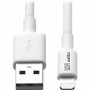 Tripp Lite series 6ft (1.8M) White USB Sync / Charge Cable with Lightning Connector - 6 ft Lightning/USB Data Transfer Cable for iPad, iPhone, iPod - First End: 1 x USB Type A - Male - Second End: 1 x Lightning - Male Product Image 