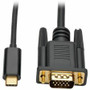 Tripp Lite series USB C to VGA Adapter Cable (M/M), 1920 x 1200 (1080p), 6 ft - 6 ft USB/VGA Video Cable for Smartphone, Projector, Ultrabook, Monitor, Notebook, Tablet, TV - First End: 1 x USB 3.1 Type C - Male - Second End: 1 x 15-pin HD-15 - Male Product Image 