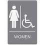 Headline Signs ADA WOMEN Wheelchair Restroom Sign - Print/Message "women's restroom/wheelchair accessible" - Double Sided - Adhesive, Braille - Plastic - White, Gray Product Image 