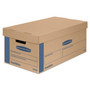 Bankers Box SmoothMove Prime Moving/Storage Boxes, Lift-Off Lid, Half Slotted Container, Small, 12" x 24" x 10", Brown/Blue, 8/Carton View Product Image