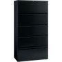 Lorell Fortress Lateral File with Roll-Out Shelf - 36" Width x 18.6" Depth x 69" Height - 5 x Drawer(s) for File - Legal, Letter, A4 - Leveling Glide, Ball-bearing Suspension, Interlocking, Heavy Duty, Recessed Handle - Black Product Image 