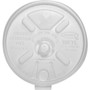 Dart 12-24 oz Foam Cup Straw-Slotted Lid with Lift n' Lock - Round - Plastic - White - 100/Bag Product Image 