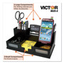 Victor Phone Holder Desk Organizer - 6 Compartment(s) - 4" Height x 5.50" Width x 10.40" Depth - Cell Phone Holder, Sturdy, Durable, Non-slip Feet, Scuff-free, Scratch Resistant - Matte Black - Black Product Image 