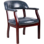 Boss Captain's Chair In Blue Vinyl - Blue Seat Color - Vinyl Seat Material - Blue Back Color - Vinyl Back Material - Mahogany Frame Color Product Image 