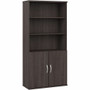 Bush Business Furniture Studio C 5 Shelf Bookcase with Doors - 72" Height x 36" Width Bookcase - 2 Door(s) - 5 Shelve(s) - 3 Adjustable Shelf(ves) - Finish: Storm Gray, Thermofused Laminate (TFL) Product Image 