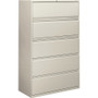 HON Brigade 800 H895 Lateral File - 64.3" Height x 42" Width x 18" Depth - 5 - Finish: Light Gray - Radius Pull, Lockable, Glide, Removable Lock, Heavy Duty - For File Storage, Workstation, Desk, Office Product Image 