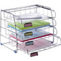 Alba Letter Tray - 4 Tier(s) - 12.40" Height x 12.20" Width x 15.35" Length - Chrome - Metal Product Image 