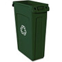 Rubbermaid Commercial Slim Jim 23-Gallon Vented Recycling Containers - 23 gal Capacity - Weather Resistant, Durable, Long Lasting, Handle, Lightweight, Sturdy - Plastic - Green Product Image 