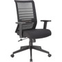 Lorell Horizontal Mesh High-Back Task Chair - Fabric Seat Material - Black - Armrest Product Image 