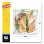 Glad Zipper Food Storage Plastic Sandwich Bags, 6.63 x 5.88, Clear, 50 Bags/Box, 12 Boxes/Carton Product Image 