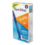 Paper Mate Profile Gel Pen, Retractable, Fine 0.5 mm, Blue Ink, Translucent Blue Barrel, Dozen Product Image 