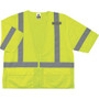 Ergodyne 8320Z Type R Class 3 Standard Vest - Small/Medium - Zipper Closure - Polyester Mesh - Lime - Pocket, Mic Tab, Reflective Product Image 